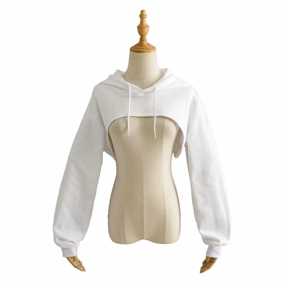 Femboy Cropped Drawstring Hoodie White - Femboy Fashion