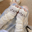 Femboy wear a white cut cat fingerless gloves
