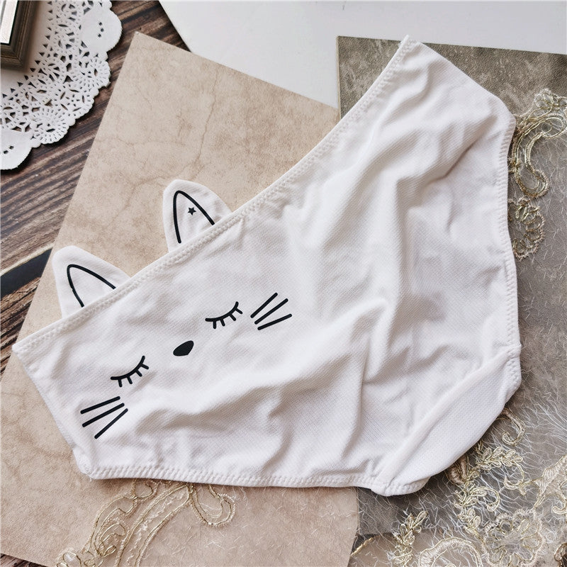 White cute cat panties with ears