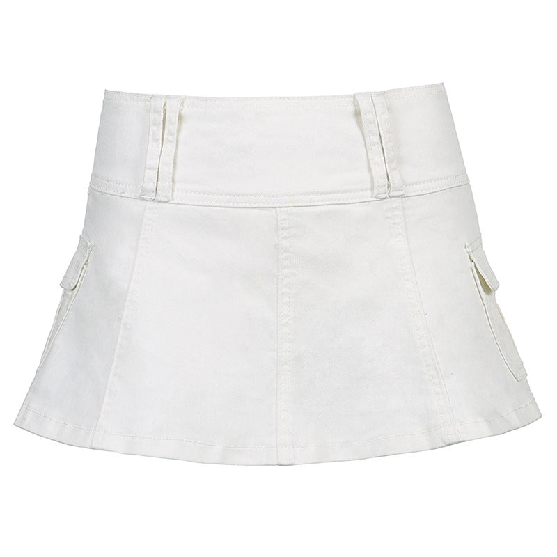 White Denim Mini Skirt - Femboy Fashion