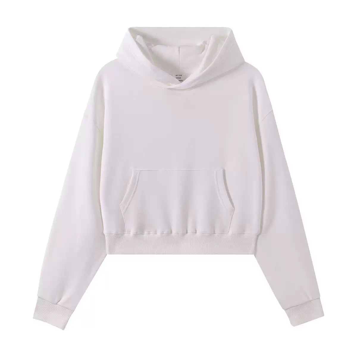 White femboy crop hoodie on a white background