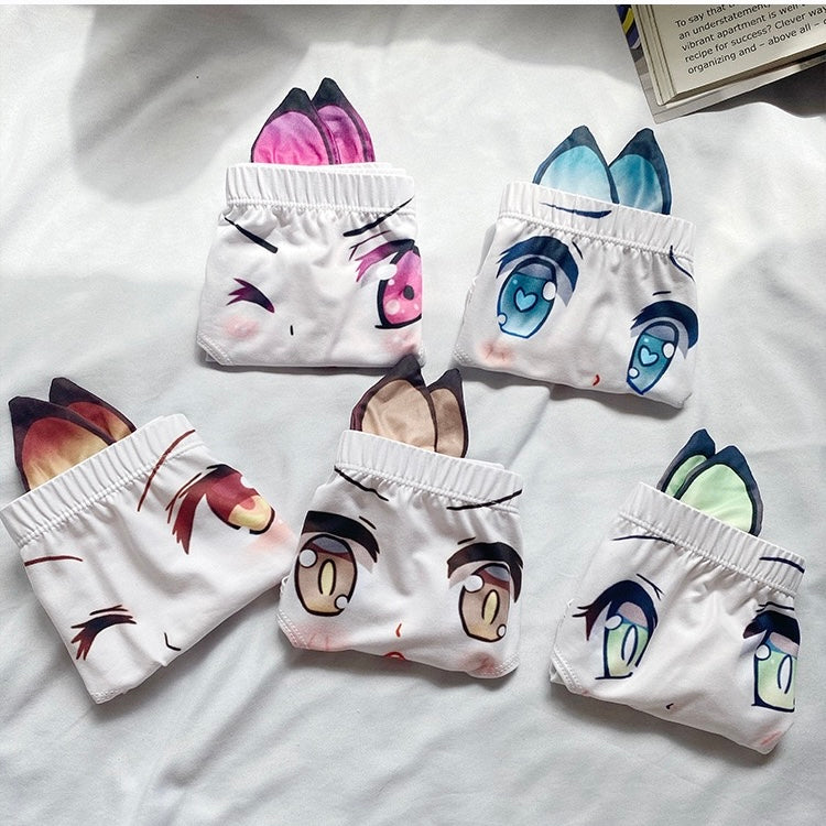 Set of cartoon-themed underwear on a white surface