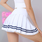 White femboy pleated workout skirt with stripes