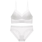 White femboy plus size wireless bra and panty set