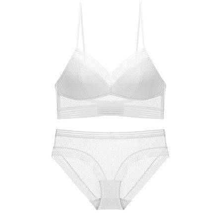 White femboy plus size wireless bra and panty set