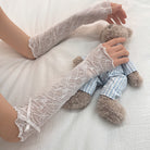 Fingerless Lace Gloves White - Femboy Fashion