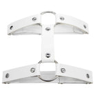 White Gothic Leather Double Ring Garter Belt - Femboy Fashion