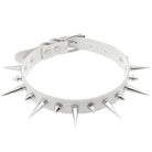 White leather choker with silver spikes on a white background