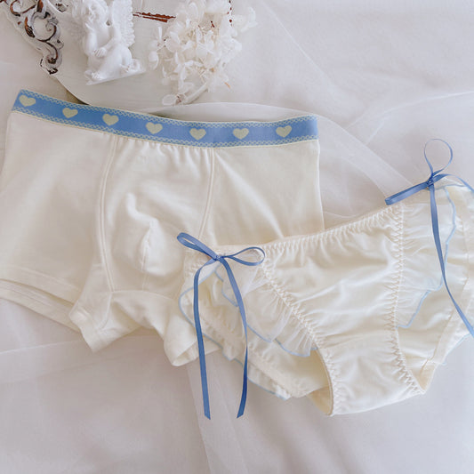 White Heart Print Panties - Femboy Fashion