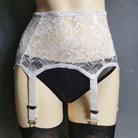 Sexy White High Waist Floral Lace 6 Strap Garter Belt - Femboy Fashion