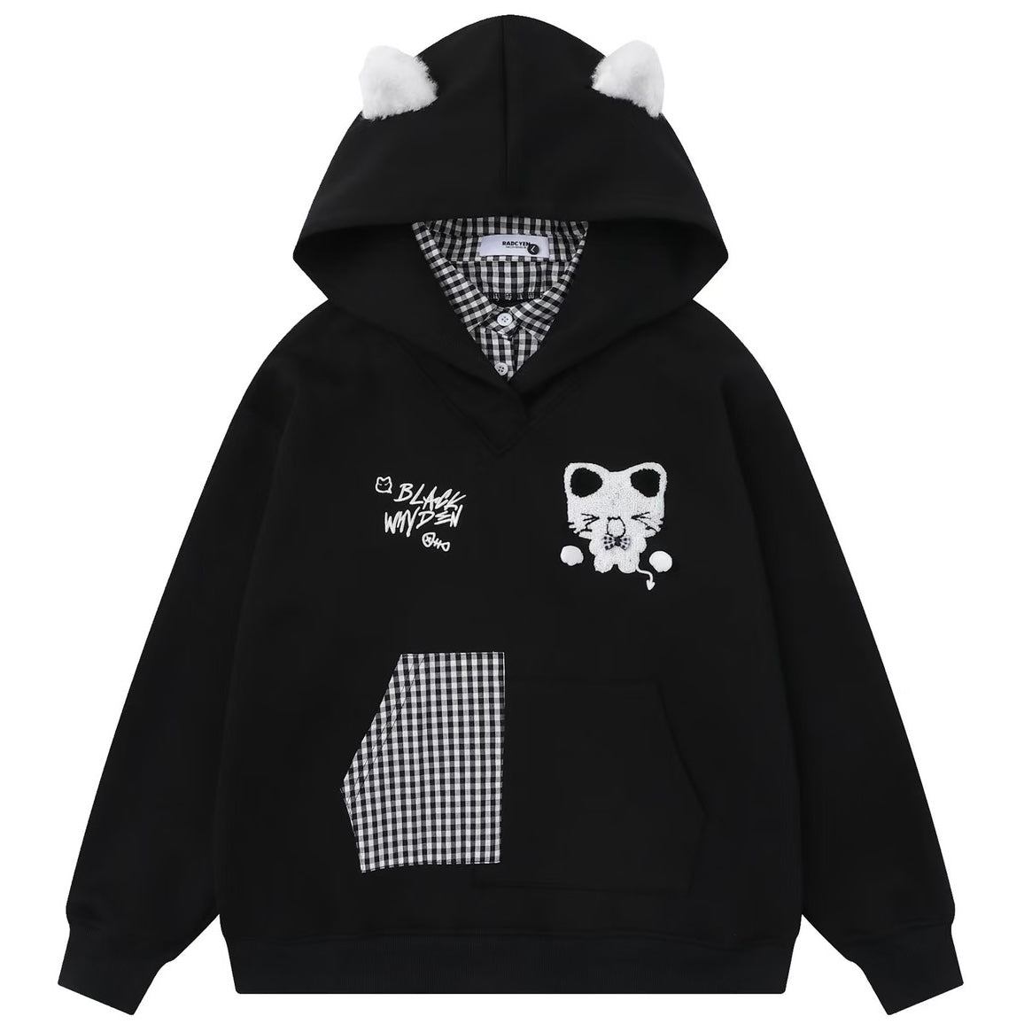 White And Grey Kawaii Cat Hoodie - Femboy Fashion