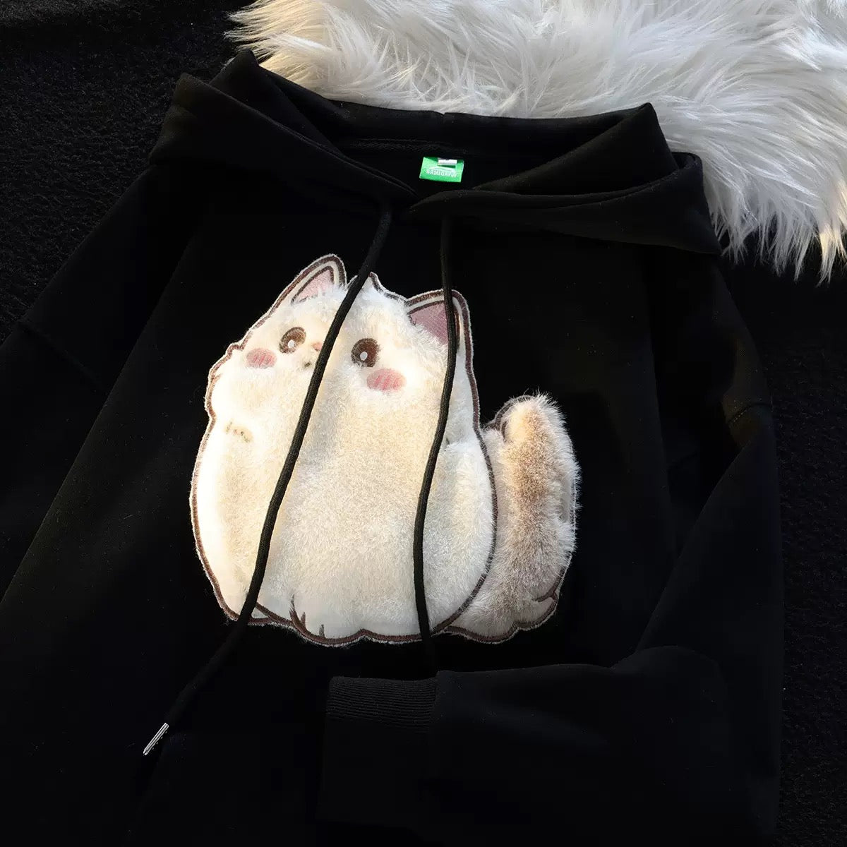 White And Grey Kawaii Cat Hoodie - Femboy Fashion
