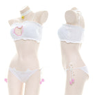 White Kawaii Cat Lingerie Set - Femboy Fashion