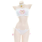 White Kawaii Cat Lingerie Set Front - Femboy Fashion