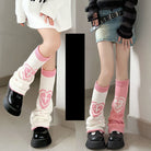 White knitted heart leg warmers