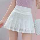 White Lace Pleated Skirt