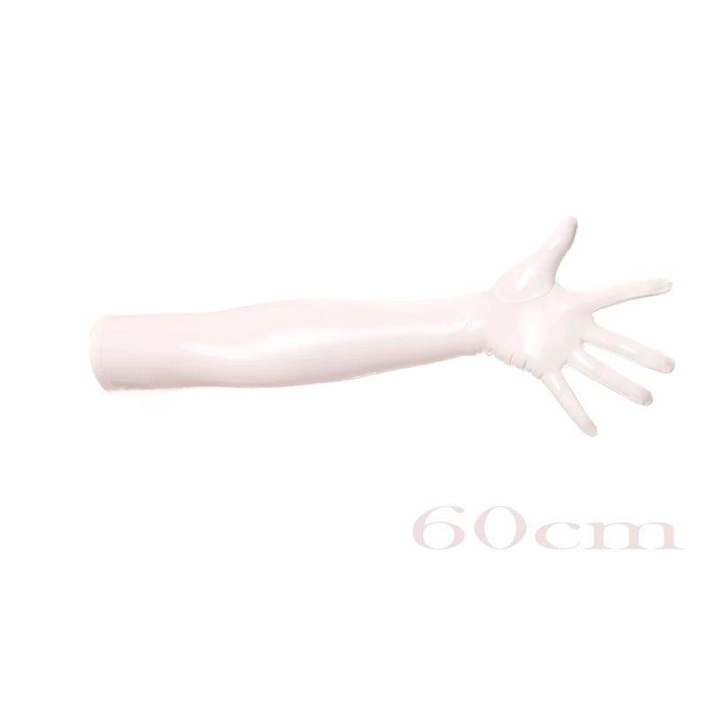 60cm White Latex Gloves - Femboy Fashion