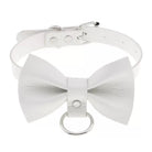 White leather choker with big bow