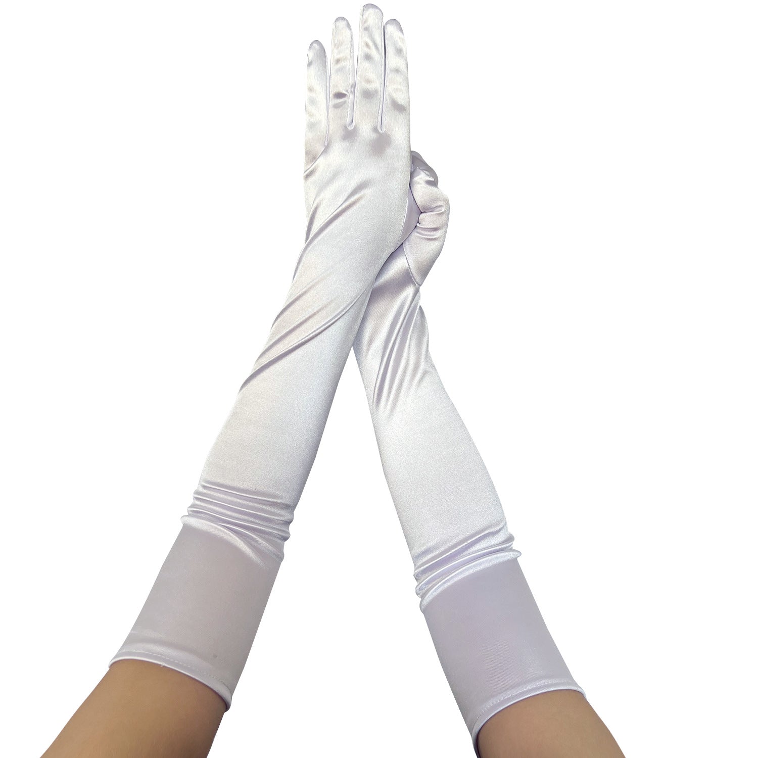 White Long Satin Gloves