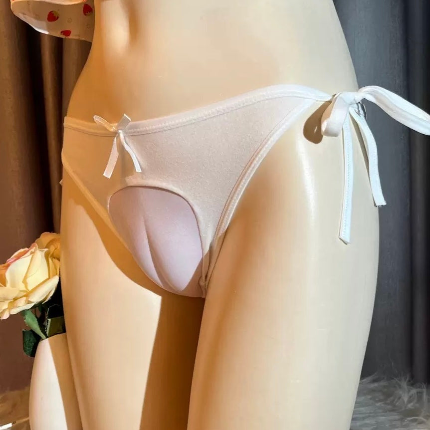 White normal back string hiding gaff panties