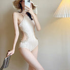 White One Piece Cutout Swimsuit - Femboy Fashion