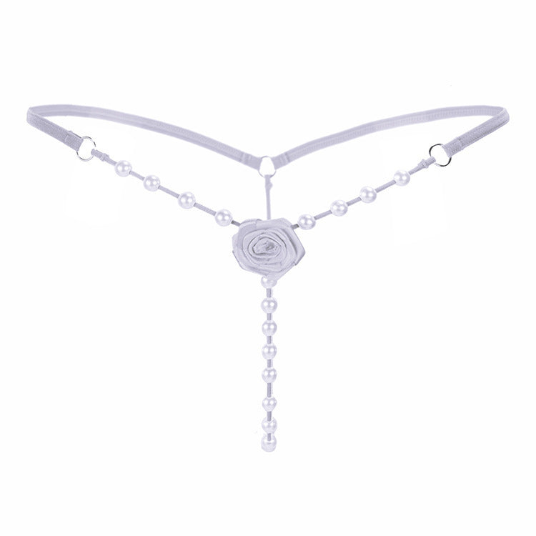 White pearl g string thong with rose