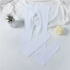 White plus size solid crotchless pantyhose