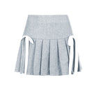 Ribbon Bowknot Grey Pleated Skirt - Femboy Fashion