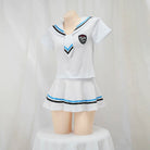 White sailor lingerie set on a mannequin against a white background