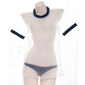 Femboy Schoolgirl White Sheer Lingerie Set