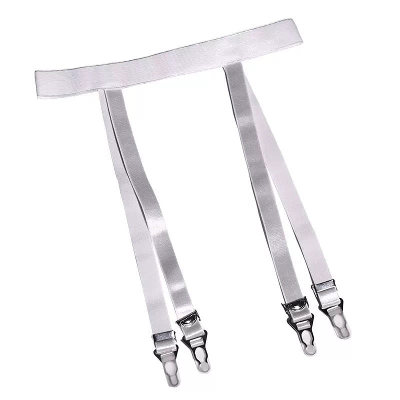 White sexy 4 strap garter belt and tights femboy fashion
