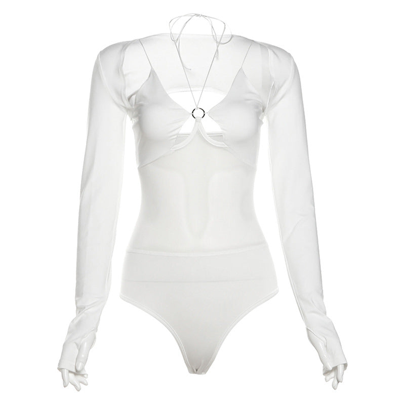 White sexy corset bodysuit set