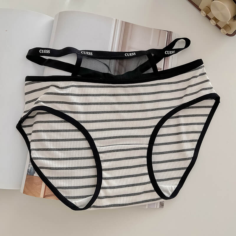 White sexy cutout striped panties