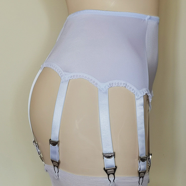 White High Waisted 8 Strap Garter Belt - Femboy Fashion