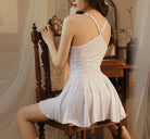 Femboy in White Short Dress Lingerie Back - Femboy Fashion