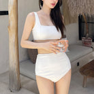 White Simple 2 Piece Bikini Set - Femboy Fashion