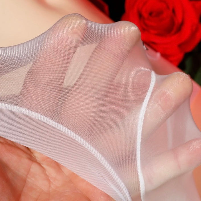 White sissy transparent pouch panties details