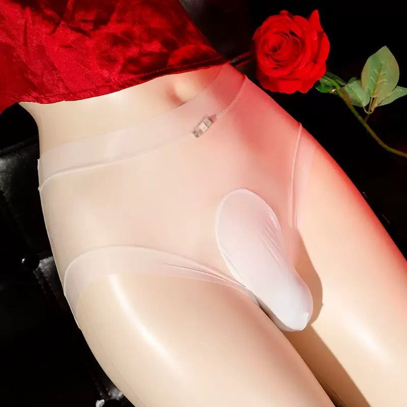 White sissy transparent pouch panties
