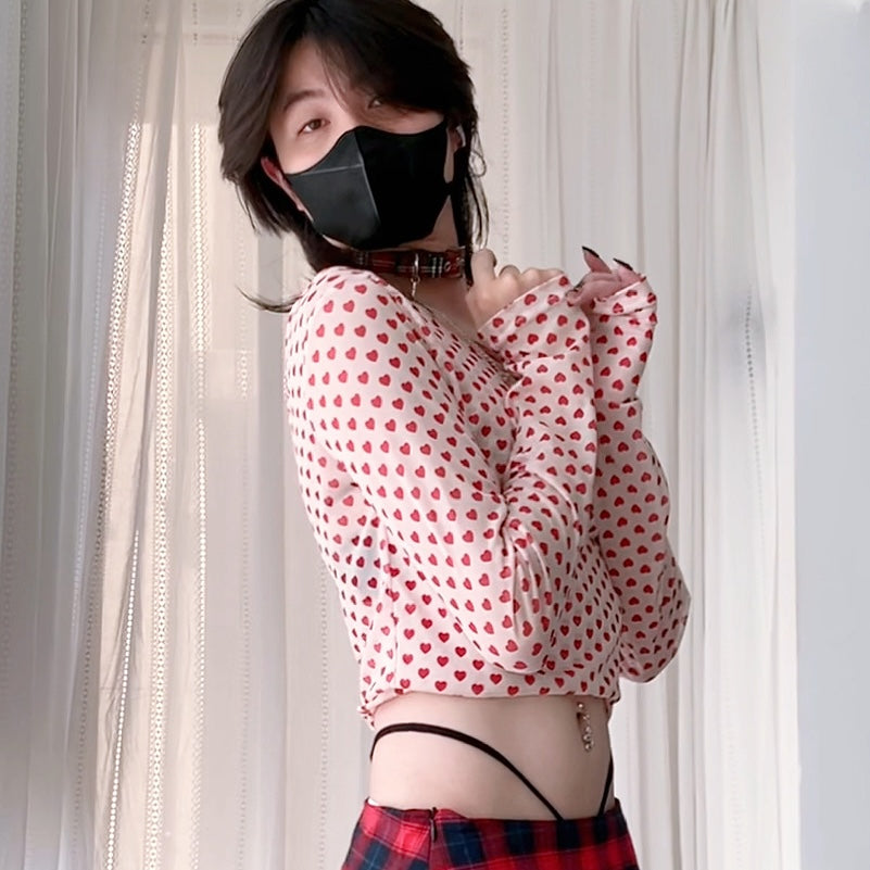 Slim Fit Long Sleeve Crop Top for Femboy - Femboy Fashion