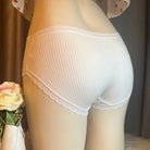 White sweet silicone hiding gaff panties back