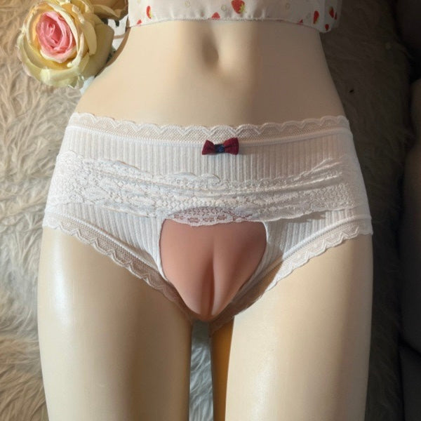White sweet silicone hiding gaff panties femboy fashion