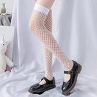 White Thigh High Fishnet Stockings - Femboy Fashion