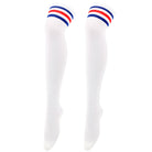 white with blue and red striped thigh high stockings for femboy