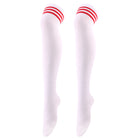 white with red striped thigh high stockings for femboy