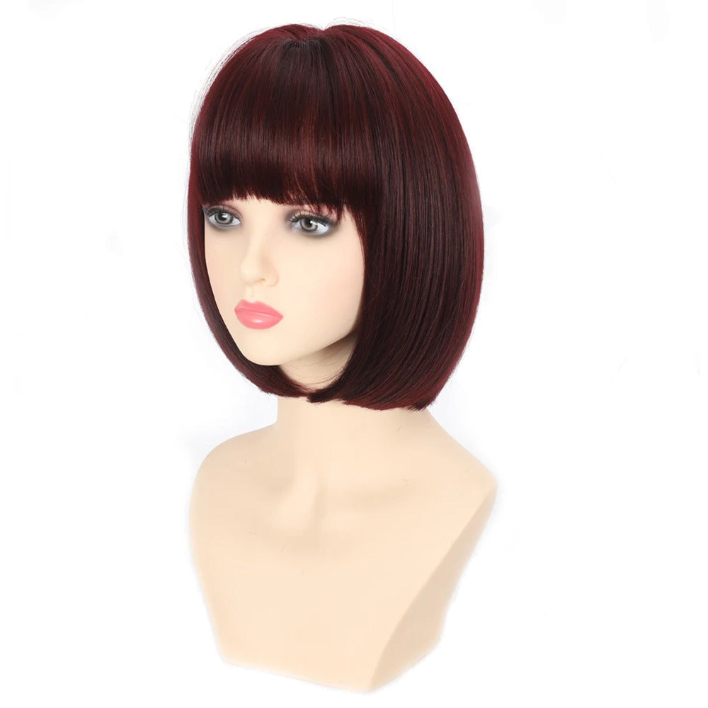 Femboy Short Bob Wig With Bangs WIne Red - Femboy Fashion