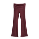 Femboy Wine Red High Sport Kick Flare Pants - Femboy Fashion