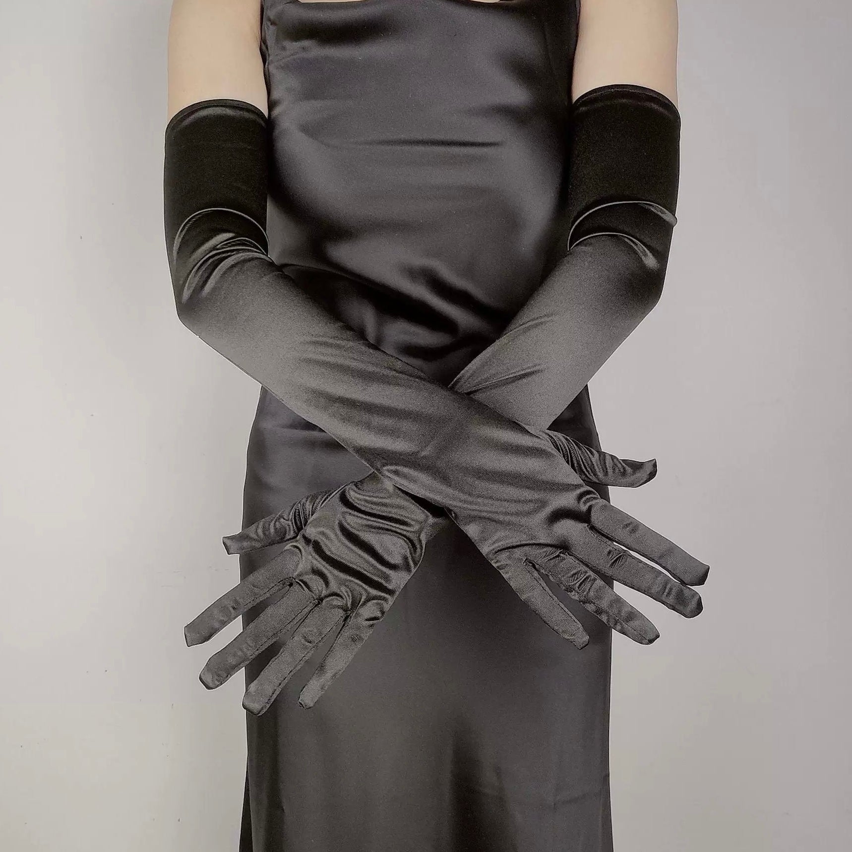 Women In Long Satin Gloves