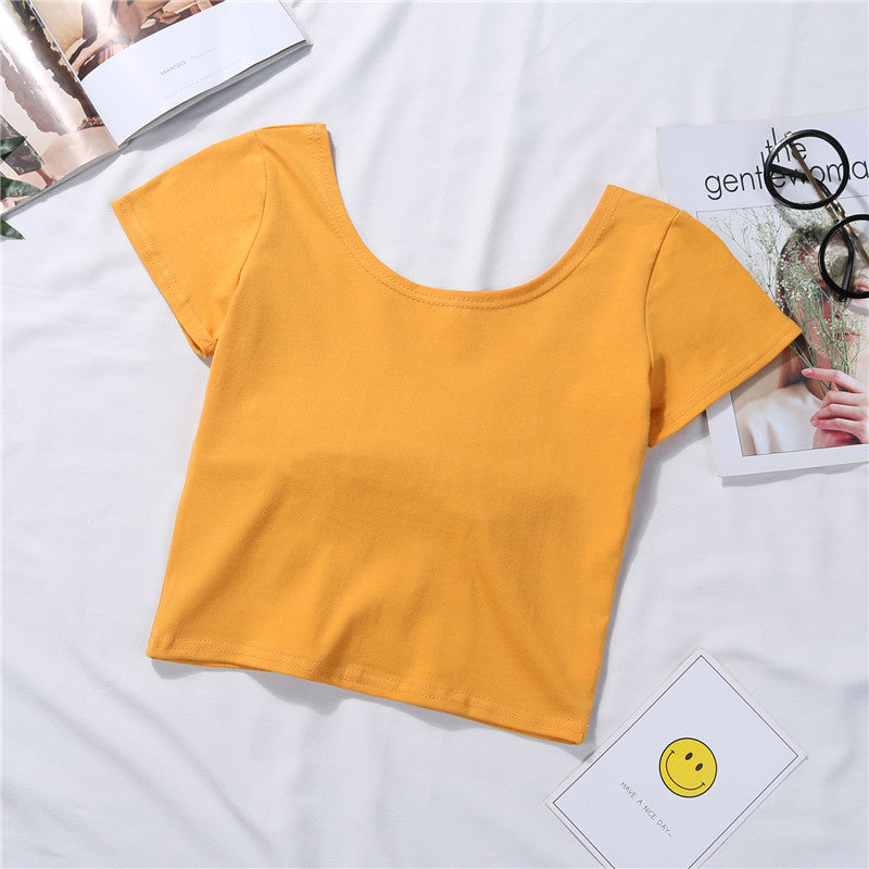 Bowknot Solid Crop Tee - Femboy Fashion