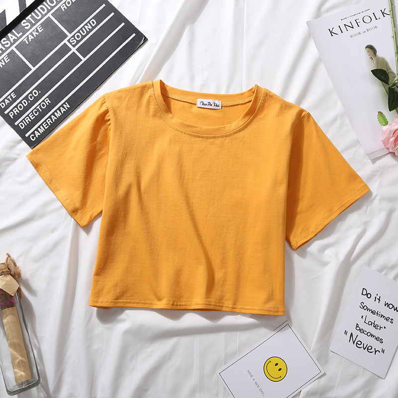 Femboy Yellow Solid Crop T-Shirt - Femboy Fashion