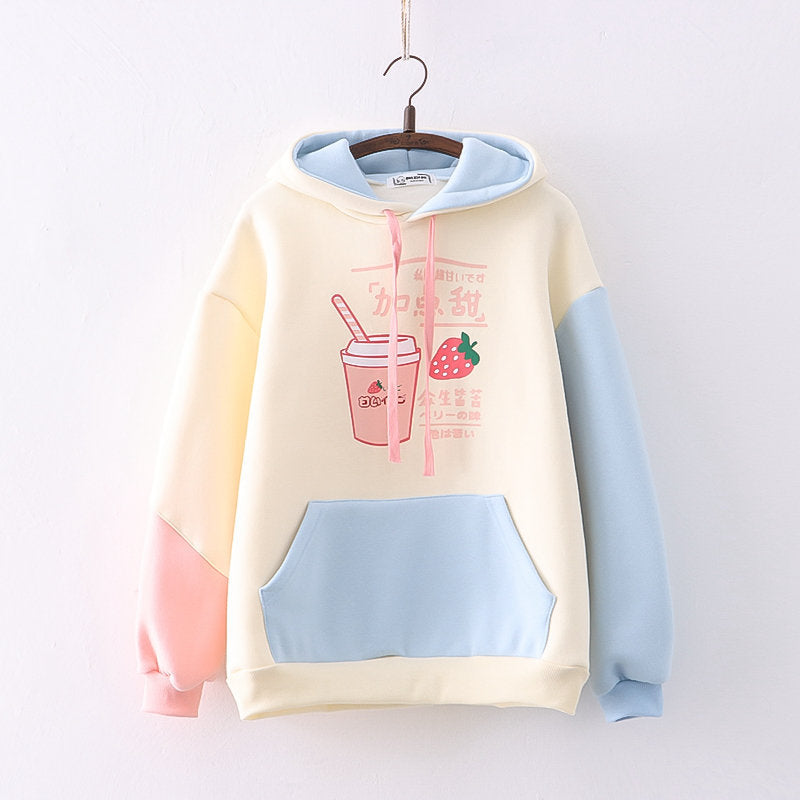 Cute Yellow Strawberry Milk Hoodie - Femboy Fashion